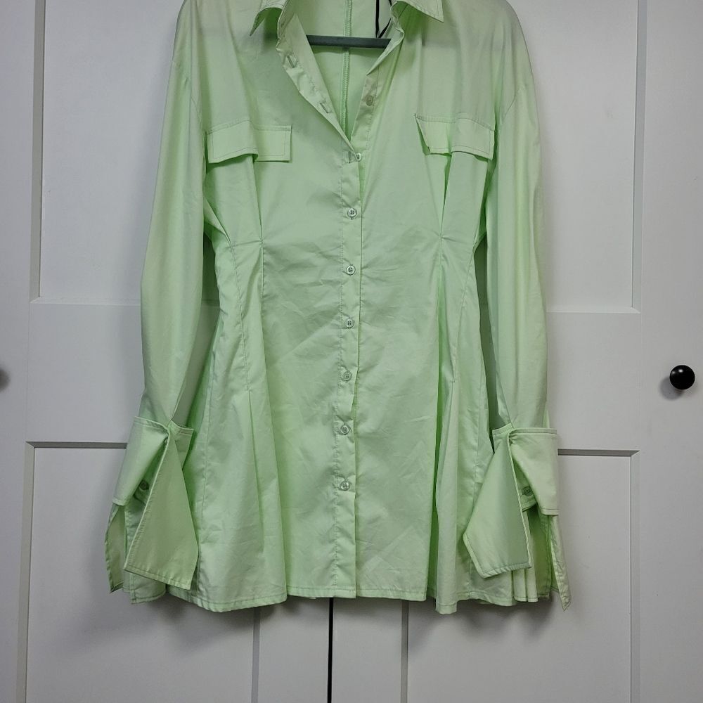 Denimland cinched mini shirt dress, small - Picture 7 of 12